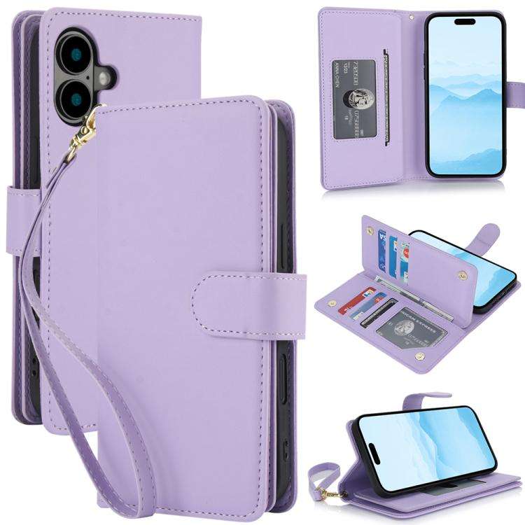Multi-Card Wallet RFID Leather Phone Case, For iPhone 17e / 16e, For iPhone 17 Pro Max, For iPhon...