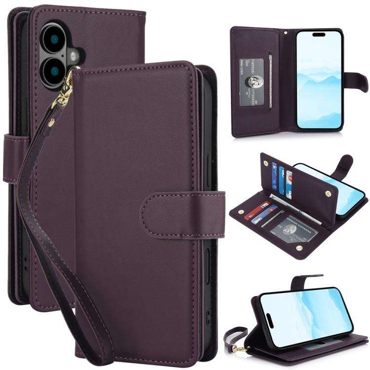 Multi-Card Wallet RFID Leather Phone Case, For iPhone 17e / 16e, For iPhone 17 Pro Max, For iPhon...
