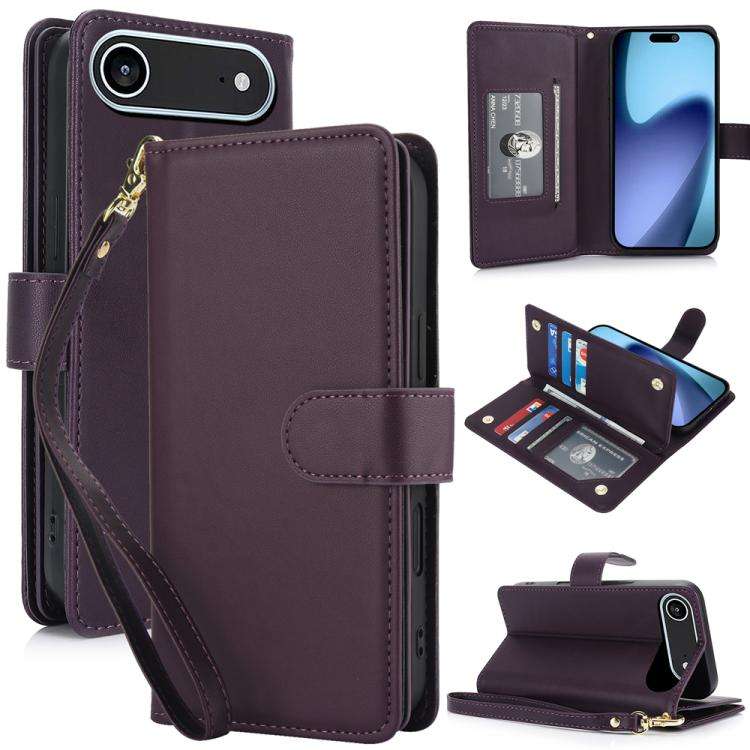 Multi-Card Wallet RFID Leather Phone Case, For iPhone 17e / 16e, For iPhone 17 Pro Max, For iPhon...