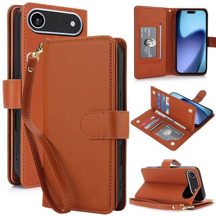 Multi-Card Wallet RFID Leather Phone Case, For iPhone 17e / 16e, For iPhone 17 Pro Max, For iPhon...