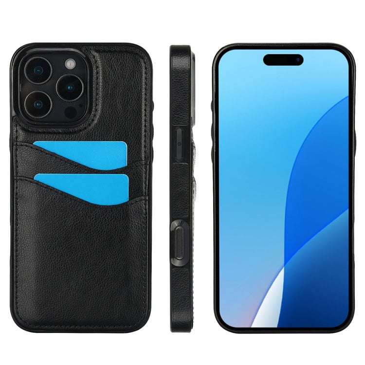 Litchi Leather Skin Card Slots Phone Case, For iPhone 18 Pro / 17 Pro, For iPhone 18 Pro Max / 17...