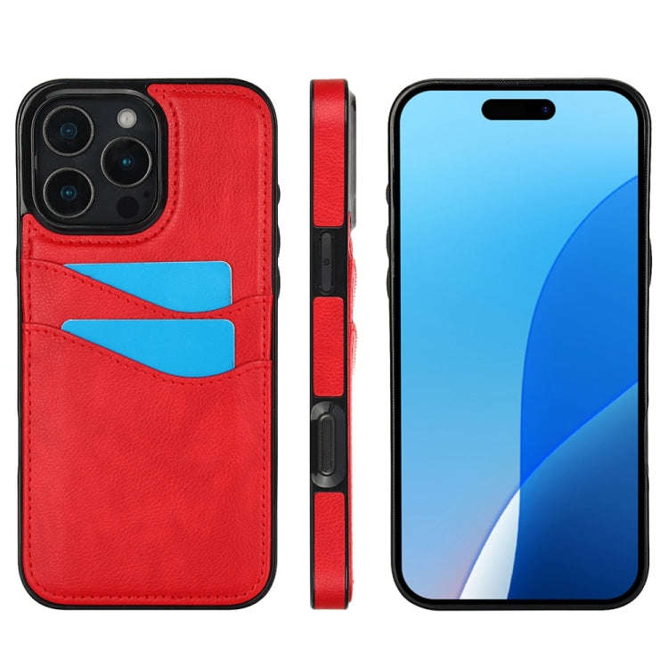 Litchi Leather Skin Card Slots Phone Case, For iPhone 18 Pro / 17 Pro, For iPhone 18 Pro Max / 17...