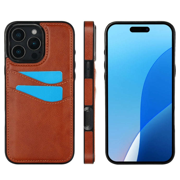 Litchi Leather Skin Card Slots Phone Case, For iPhone 18 Pro / 17 Pro, For iPhone 18 Pro Max / 17...