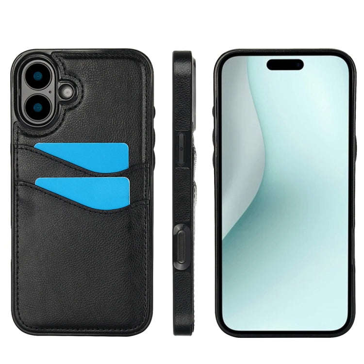Litchi Leather Skin Card Slots Phone Case, For iPhone 18 Pro / 17 Pro, For iPhone 18 Pro Max / 17...