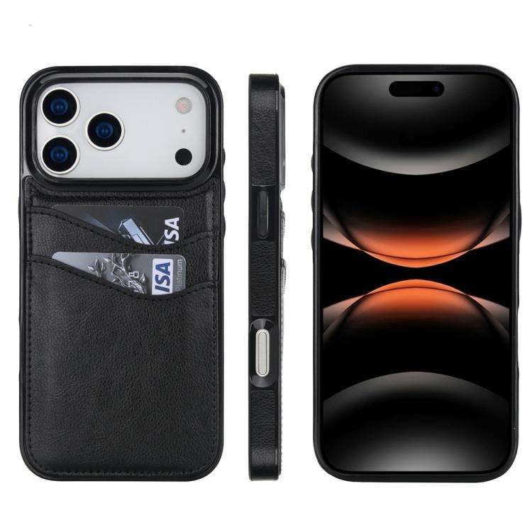 Litchi Leather Skin Card Slots Phone Case, For iPhone 18 Pro / 17 Pro, For iPhone 18 Pro Max / 17...