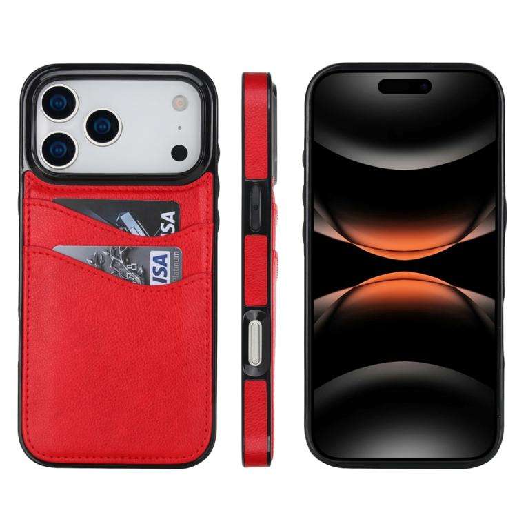 Litchi Leather Skin Card Slots Phone Case, For iPhone 18 Pro / 17 Pro, For iPhone 18 Pro Max / 17...