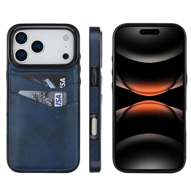 Litchi Leather Skin Card Slots Phone Case, For iPhone 18 Pro / 17 Pro, For iPhone 18 Pro Max / 17...