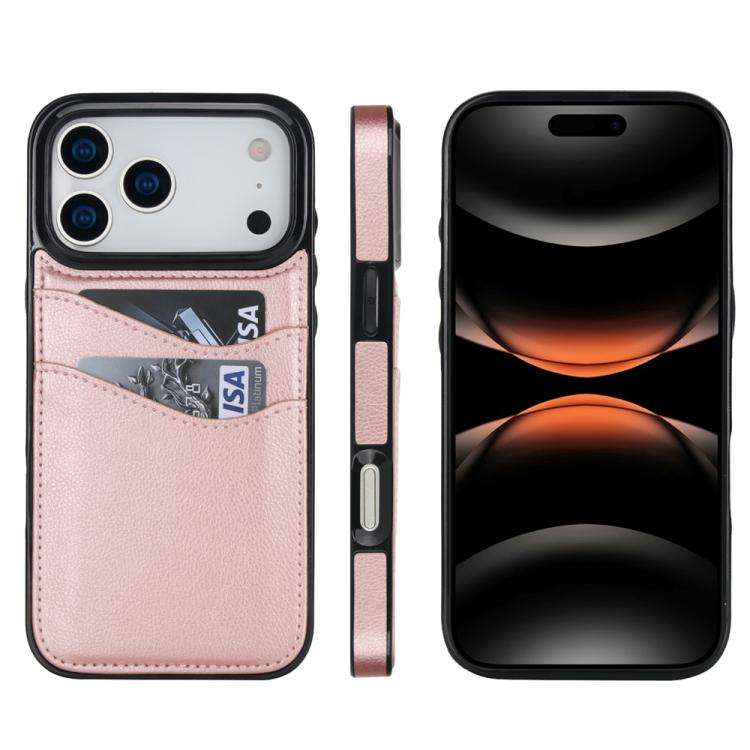 Litchi Leather Skin Card Slots Phone Case, For iPhone 18 Pro / 17 Pro, For iPhone 18 Pro Max / 17...