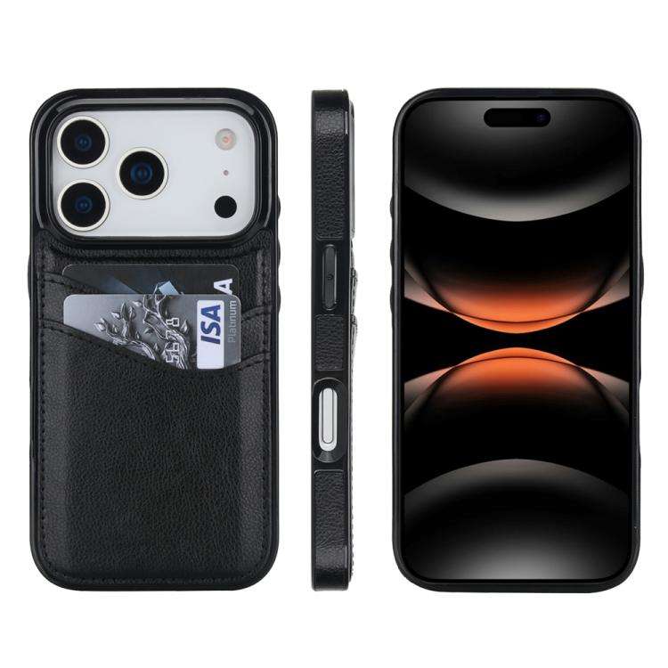 Litchi Leather Skin Card Slots Phone Case, For iPhone 18 Pro / 17 Pro, For iPhone 18 Pro Max / 17...