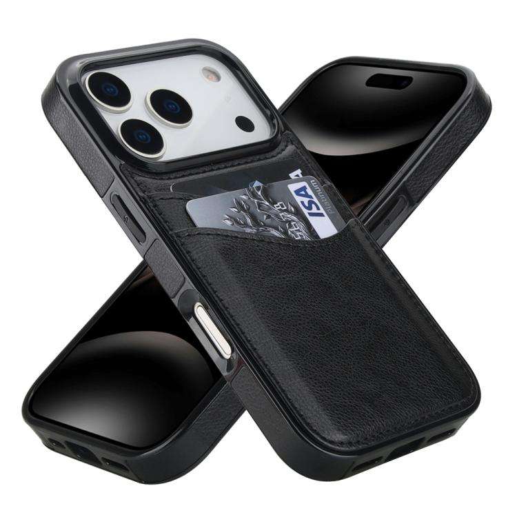Litchi Leather Skin Card Slots Phone Case, For iPhone 18 Pro / 17 Pro, For iPhone 18 Pro Max / 17...