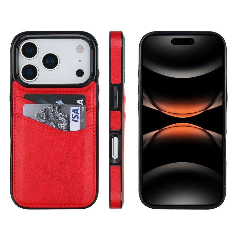 Litchi Leather Skin Card Slots Phone Case, For iPhone 18 Pro / 17 Pro, For iPhone 18 Pro Max / 17...