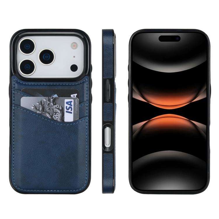 Litchi Leather Skin Card Slots Phone Case, For iPhone 18 Pro / 17 Pro, For iPhone 18 Pro Max / 17...