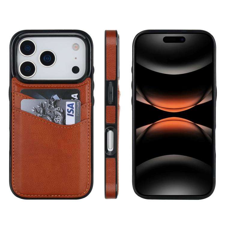 Litchi Leather Skin Card Slots Phone Case, For iPhone 18 Pro / 17 Pro, For iPhone 18 Pro Max / 17...
