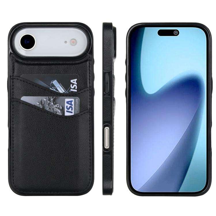 Litchi Leather Skin Card Slots Phone Case, For iPhone 18 Pro / 17 Pro, For iPhone 18 Pro Max / 17...