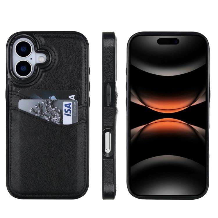 Litchi Leather Skin Card Slots Phone Case, For iPhone 18 Pro / 17 Pro, For iPhone 18 Pro Max / 17...