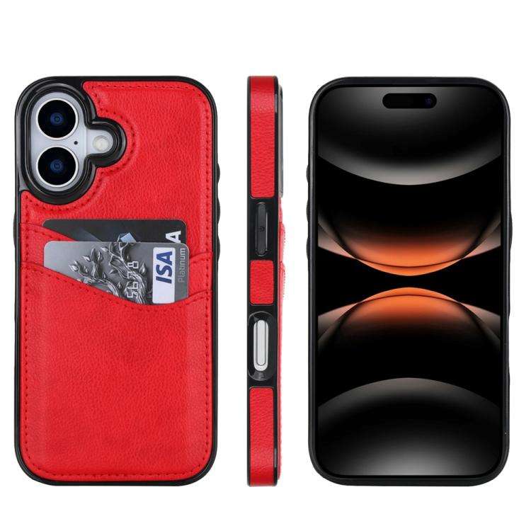 Litchi Leather Skin Card Slots Phone Case, For iPhone 18 Pro / 17 Pro, For iPhone 18 Pro Max / 17...