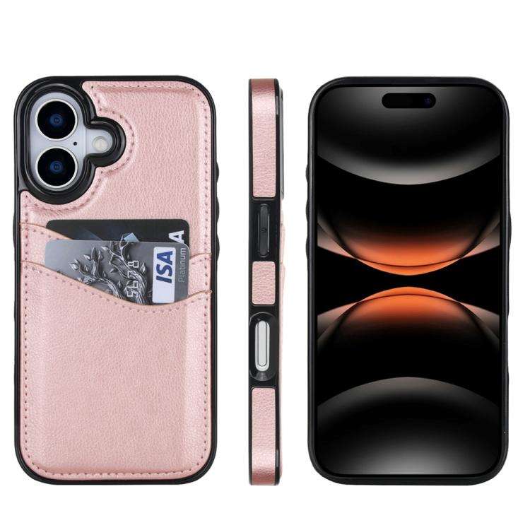 Litchi Leather Skin Card Slots Phone Case, For iPhone 18 Pro / 17 Pro, For iPhone 18 Pro Max / 17...