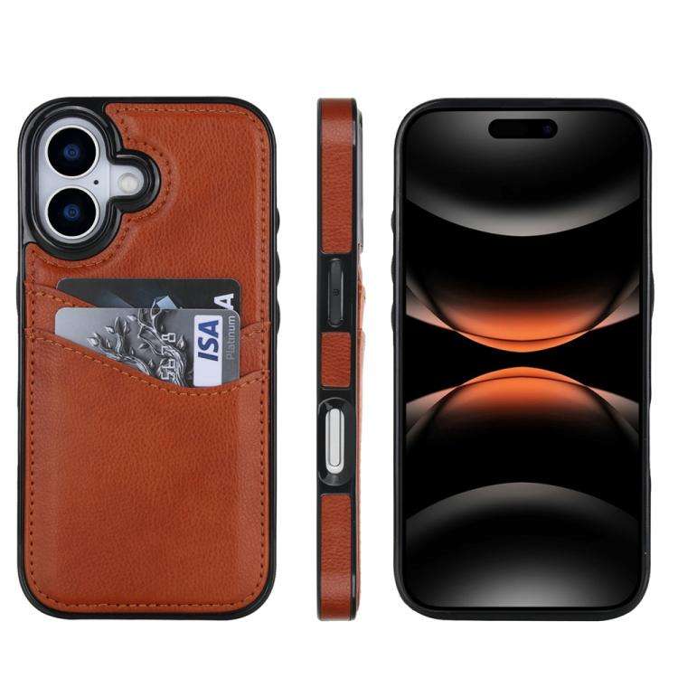 Litchi Leather Skin Card Slots Phone Case, For iPhone 18 Pro / 17 Pro, For iPhone 18 Pro Max / 17...