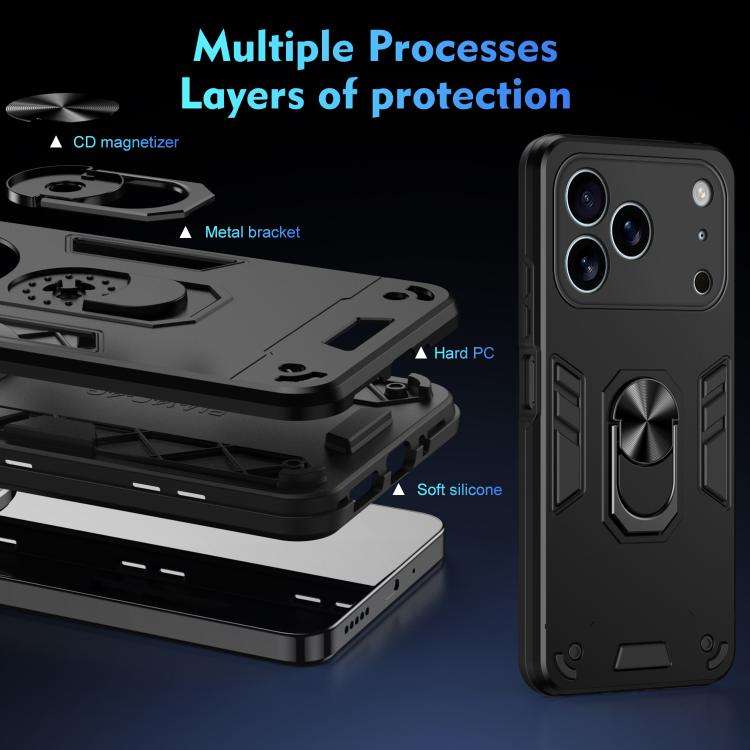 Shockproof Metal Ring Holder Phone Case, For iPhone 17 Pro Max, For iPhone 17 Pro, For iPhone 17,...