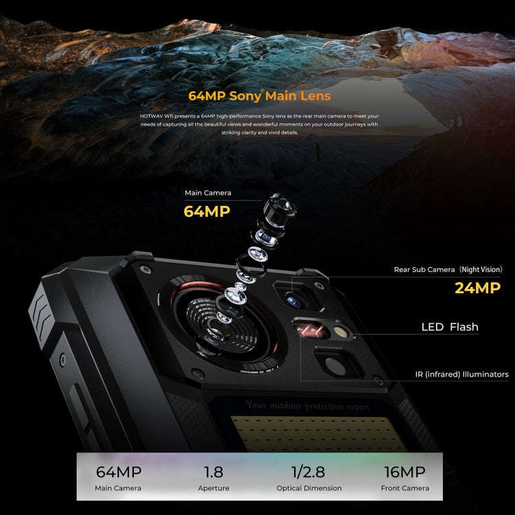 HOTWAV W11 Rugged Phone, Night Vision, 20800mAh, 6.6 inch Android 13 MT8788 Octa Core, Network: 4...