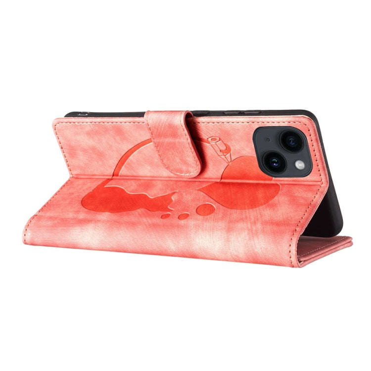 Pen Heart Cat Embossed Leather Phone Case, For iPhone 13 mini, For iPhone 12, For iPhone 12 Pro M...