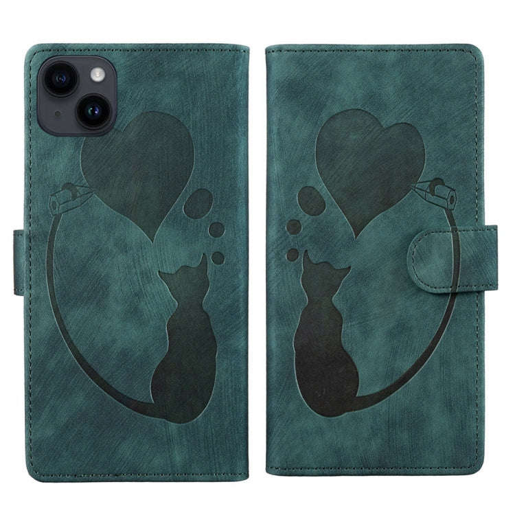 Pen Heart Cat Embossed Leather Phone Case, For iPhone 13 mini, For iPhone 12, For iPhone 12 Pro M...