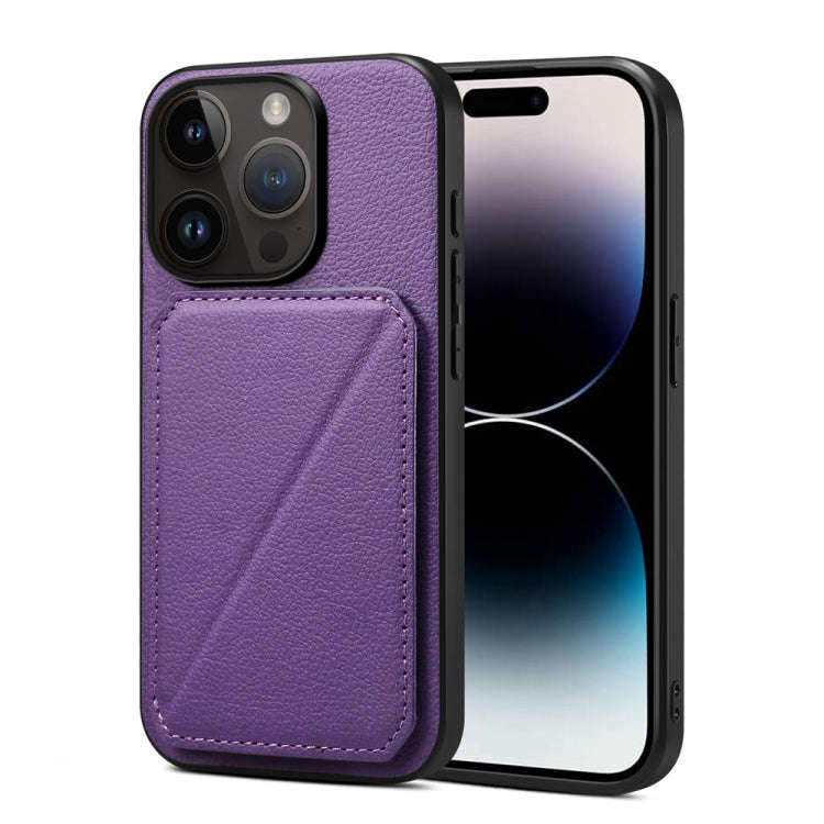 D04 Calf Texture Dual Card Slot Holder Phone Case, For iPhone 18 Pro / 17 Pro, For iPhone 18 Pro ...