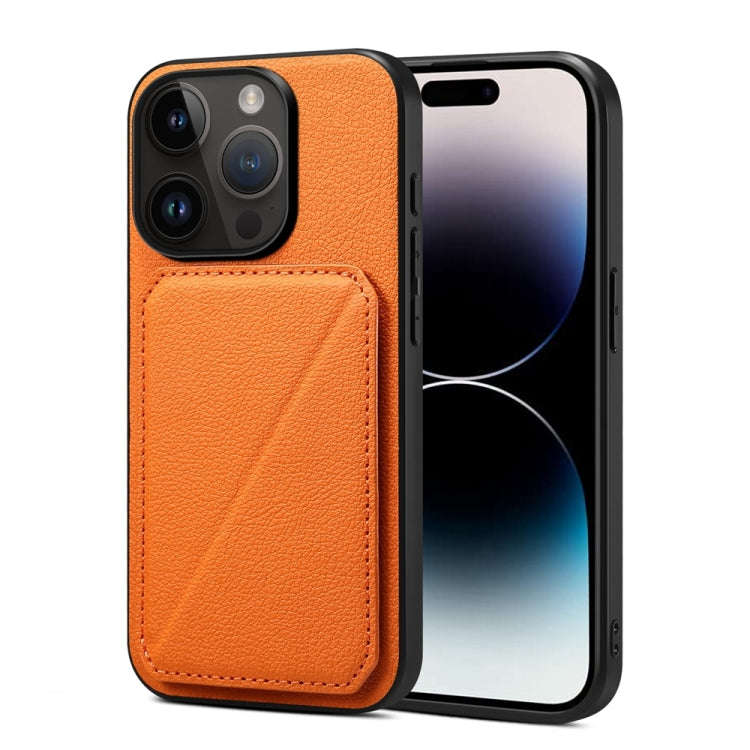D04 Calf Texture Dual Card Slot Holder Phone Case, For iPhone 18 Pro / 17 Pro, For iPhone 18 Pro ...