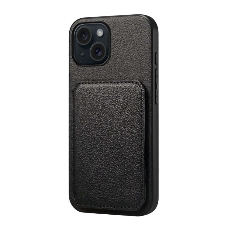 D04 Calf Texture Dual Card Slot Holder Phone Case, For iPhone 15, For iPhone 14 Plus, For iPhone ...