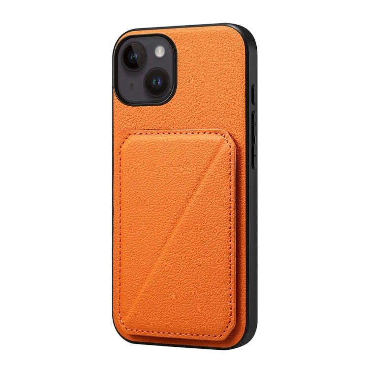 D04 Calf Texture Dual Card Slot Holder Phone Case, For iPhone 15, For iPhone 14 Plus, For iPhone ...