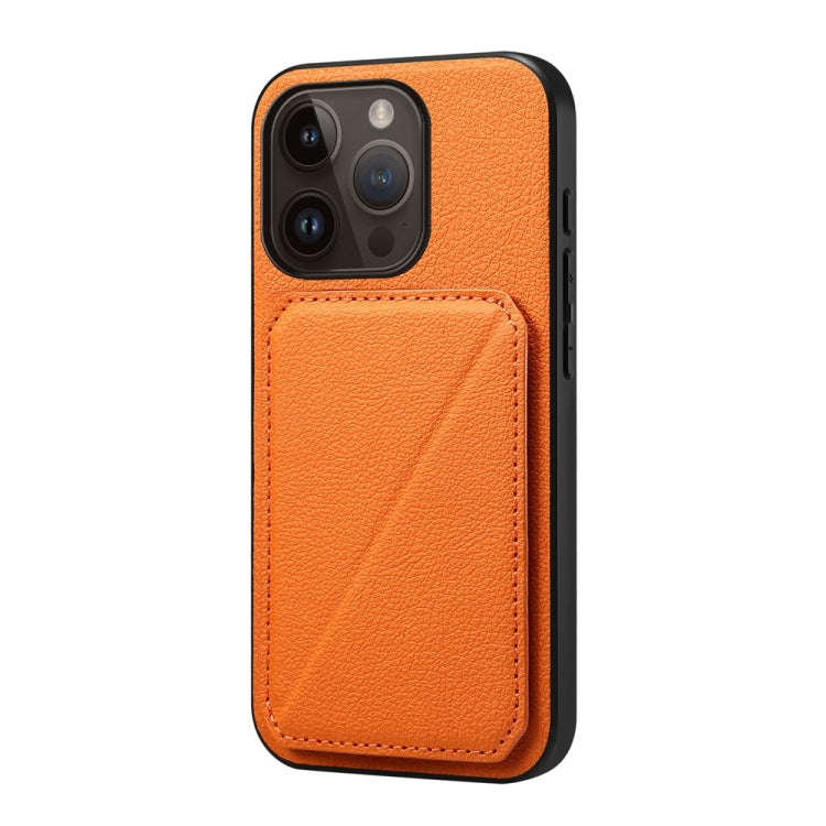 D04 Calf Texture Dual Card Slot Holder Phone Case, For iPhone 15, For iPhone 14 Plus, For iPhone ...