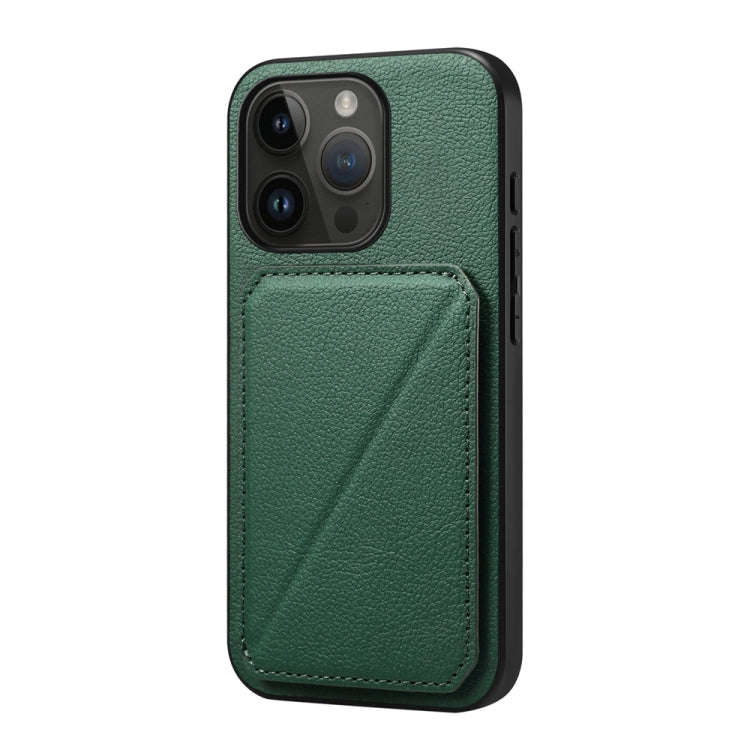 D04 Calf Texture Dual Card Slot Holder Phone Case, For iPhone 15, For iPhone 14 Plus, For iPhone ...