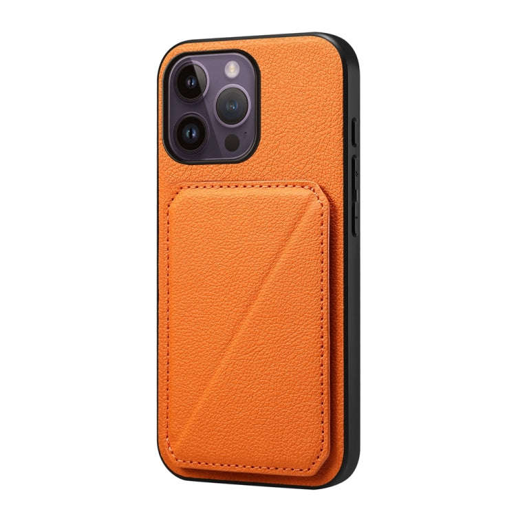 D04 Calf Texture Dual Card Slot Holder Phone Case, For iPhone 15, For iPhone 14 Plus, For iPhone ...