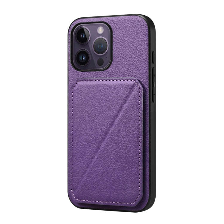 D04 Calf Texture Dual Card Slot Holder Phone Case, For iPhone 15, For iPhone 14 Plus, For iPhone ...