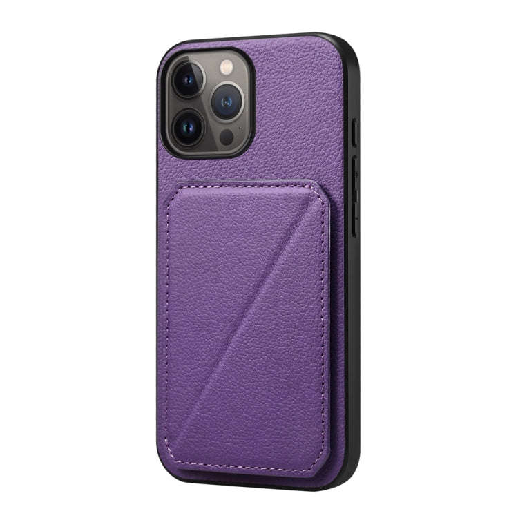 D04 Calf Texture Dual Card Slot Holder Phone Case, For iPhone 15, For iPhone 14 Plus, For iPhone ...