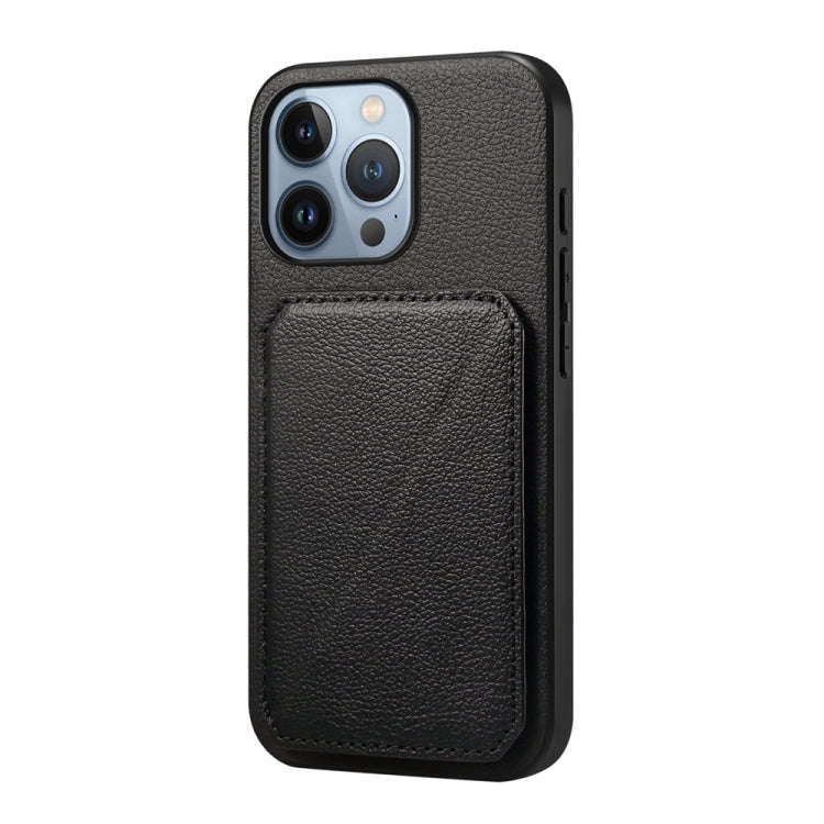 D04 Calf Texture Dual Card Slot Holder Phone Case, For iPhone 15, For iPhone 14 Plus, For iPhone ...