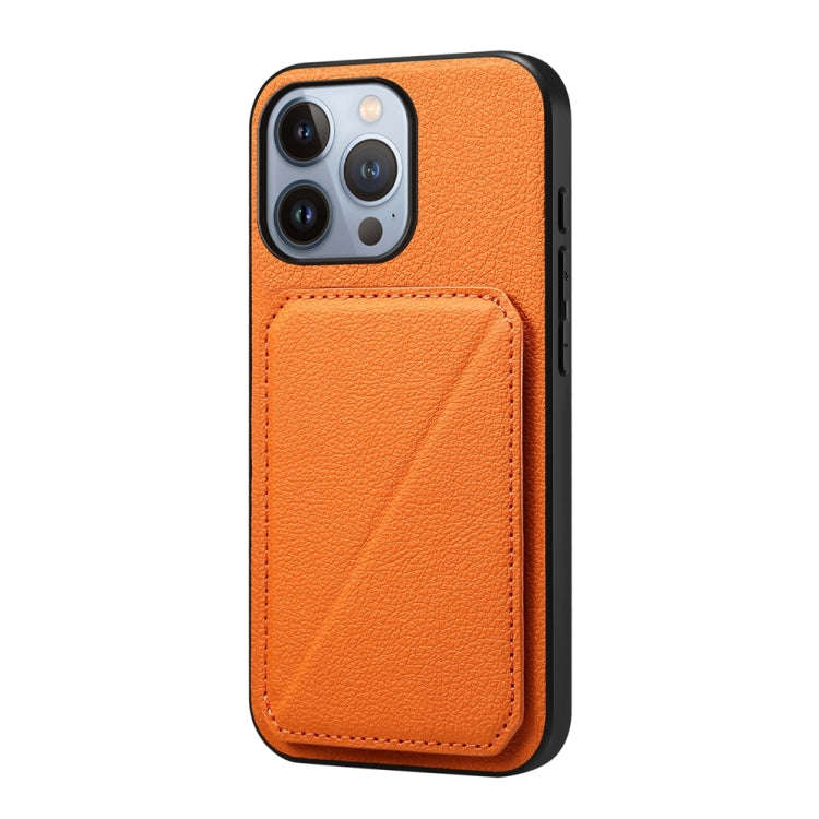 D04 Calf Texture Dual Card Slot Holder Phone Case, For iPhone 15, For iPhone 14 Plus, For iPhone ...