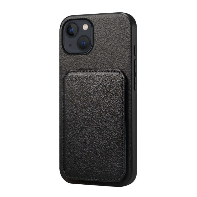 D04 Calf Texture Dual Card Slot Holder Phone Case, For iPhone 15, For iPhone 14 Plus, For iPhone ...