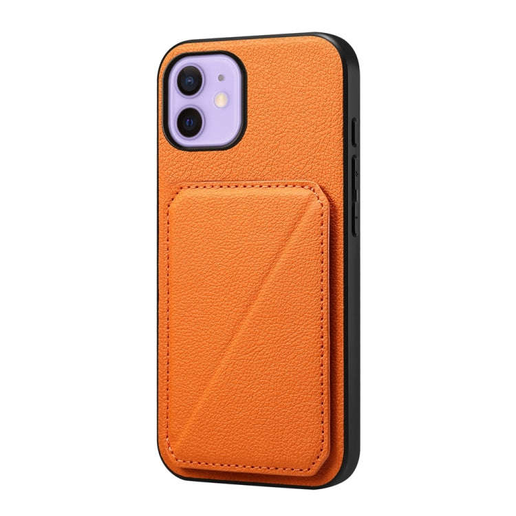 D04 Calf Texture Dual Card Slot Holder Phone Case, For iPhone 15, For iPhone 14 Plus, For iPhone ...