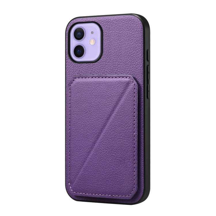 D04 Calf Texture Dual Card Slot Holder Phone Case, For iPhone 15, For iPhone 14 Plus, For iPhone ...