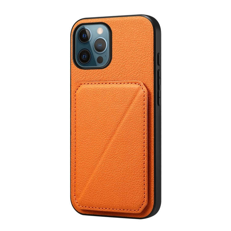 D04 Calf Texture Dual Card Slot Holder Phone Case, For iPhone 15, For iPhone 14 Plus, For iPhone ...