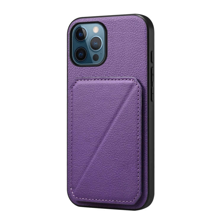 D04 Calf Texture Dual Card Slot Holder Phone Case, For iPhone 15, For iPhone 14 Plus, For iPhone ...