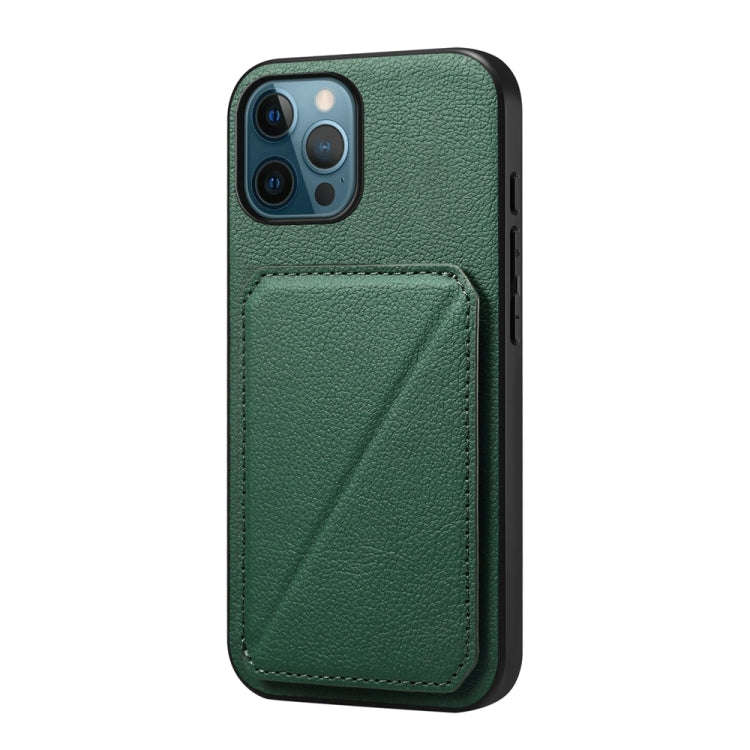D04 Calf Texture Dual Card Slot Holder Phone Case, For iPhone 15, For iPhone 14 Plus, For iPhone ...