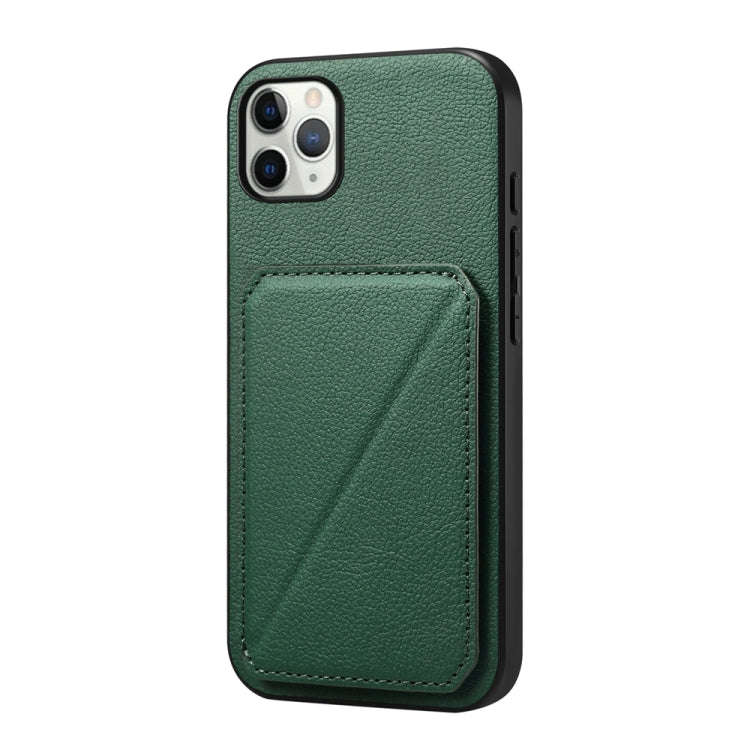 D04 Calf Texture Dual Card Slot Holder Phone Case, For iPhone 15, For iPhone 14 Plus, For iPhone ...