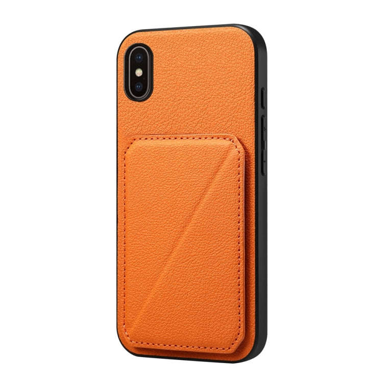 D04 Calf Texture Dual Card Slot Holder Phone Case, For iPhone 11, For iPhone 11 Pro, For iPhone X...
