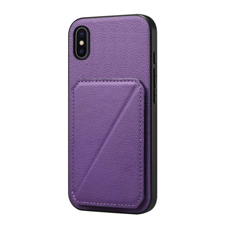 D04 Calf Texture Dual Card Slot Holder Phone Case, For iPhone 11, For iPhone 11 Pro, For iPhone X...