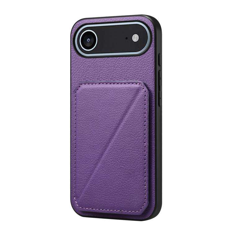D04 Calf Texture Dual Card Slot Holder Phone Case, For iPhone 18 Pro / 17 Pro, For iPhone 18 Pro ...