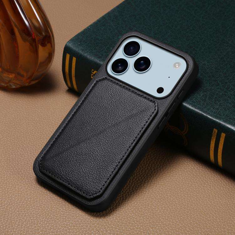 D04 Calf Texture Dual Card Slot Holder Phone Case, For iPhone 18 Pro / 17 Pro, For iPhone 18 Pro ...