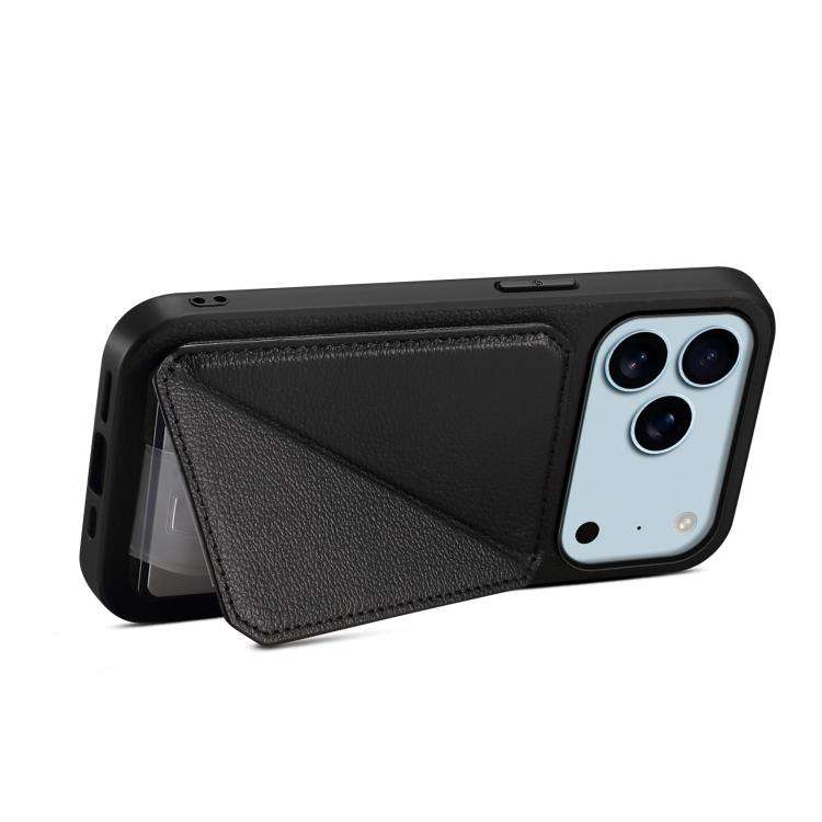 D04 Calf Texture Dual Card Slot Holder Phone Case, For iPhone 18 Pro / 17 Pro, For iPhone 18 Pro ...