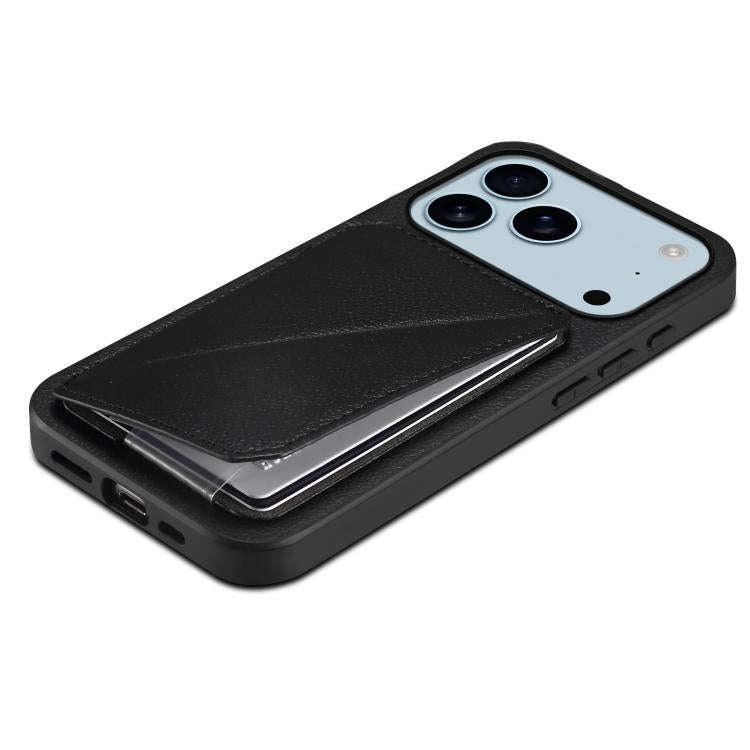 D04 Calf Texture Dual Card Slot Holder Phone Case, For iPhone 18 Pro / 17 Pro, For iPhone 18 Pro ...